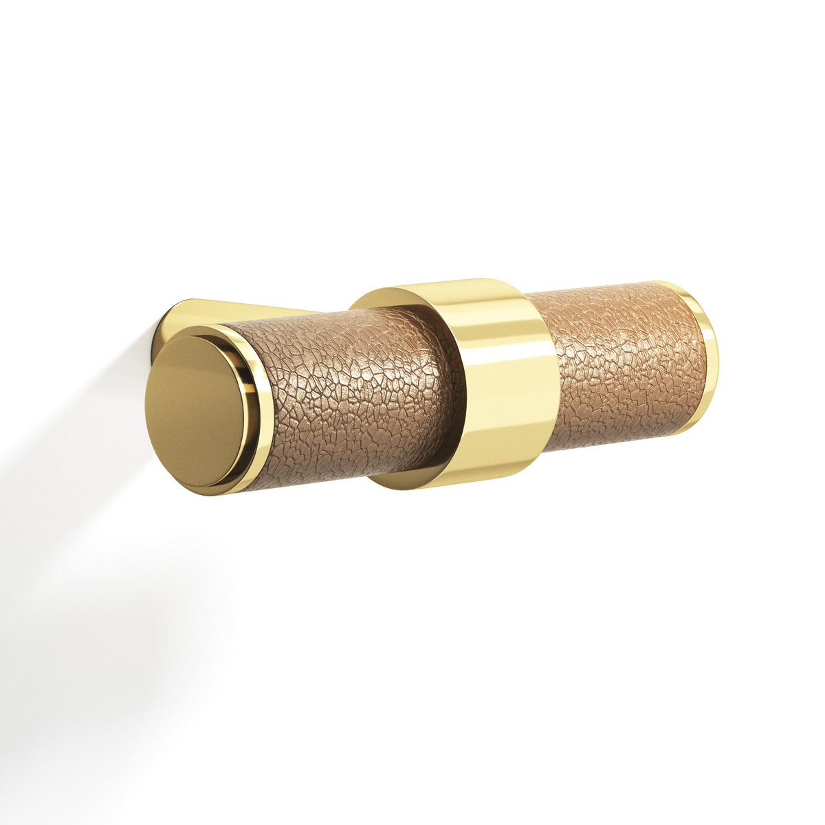 Tanner's Craft L1306 leather cabinet knob in Polished Brass