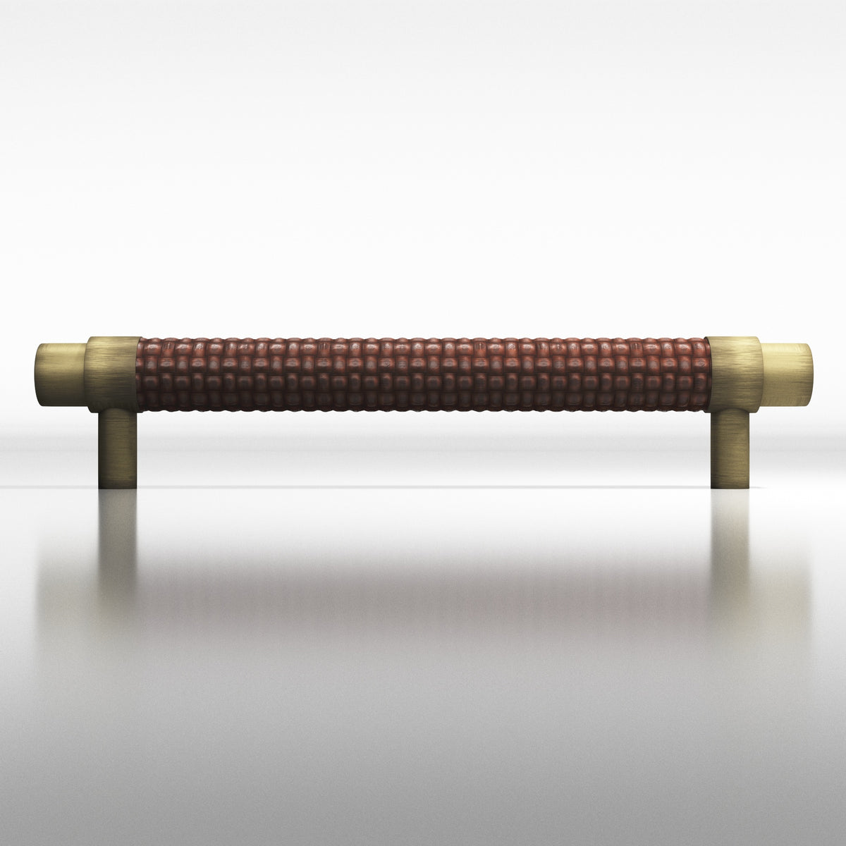 Tanner's Craft L1308 leather pull in Matte Antique Satin Brass