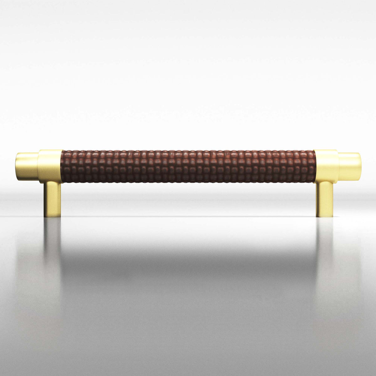Tanner's Craft L1307 leather pull in Matte Satin Brass