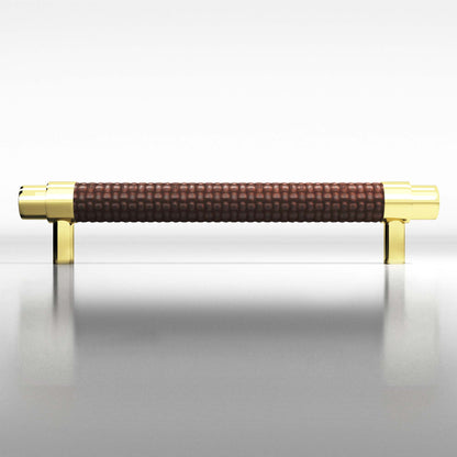 Tanner's Craft L1310 leather pull in Polished Brass