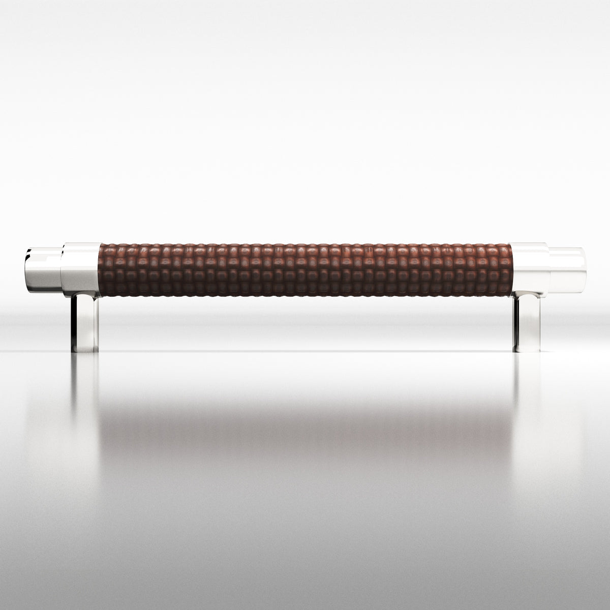 Tanner's Craft L1308 leather pull in Polished Nickel