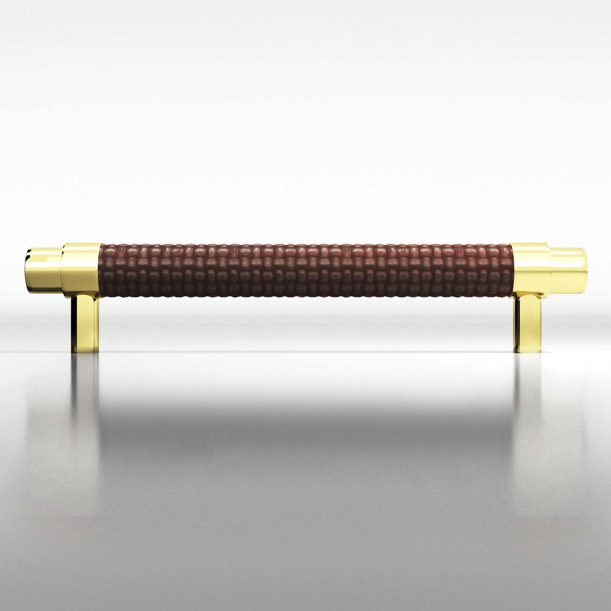 Tanner's Craft L1307 leather pull in Unlacquered Polished Brass