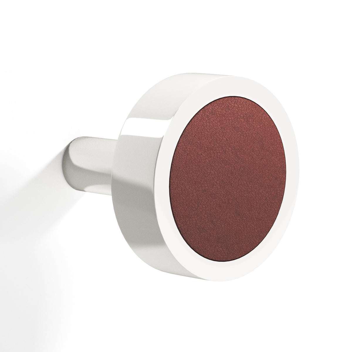Tanner's Craft L510 leather cabinet knob in Polished Nickel