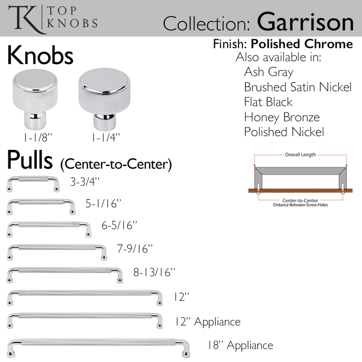 Top Knobs Garrison Length Round Knob