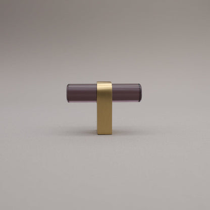 Hapny Clarity Acrylic Cabinet Knob - Smoke / Satin Brass