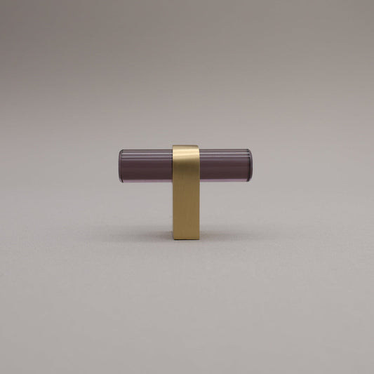 Hapny Clarity Acrylic Cabinet Knob - Smoke / Satin Brass