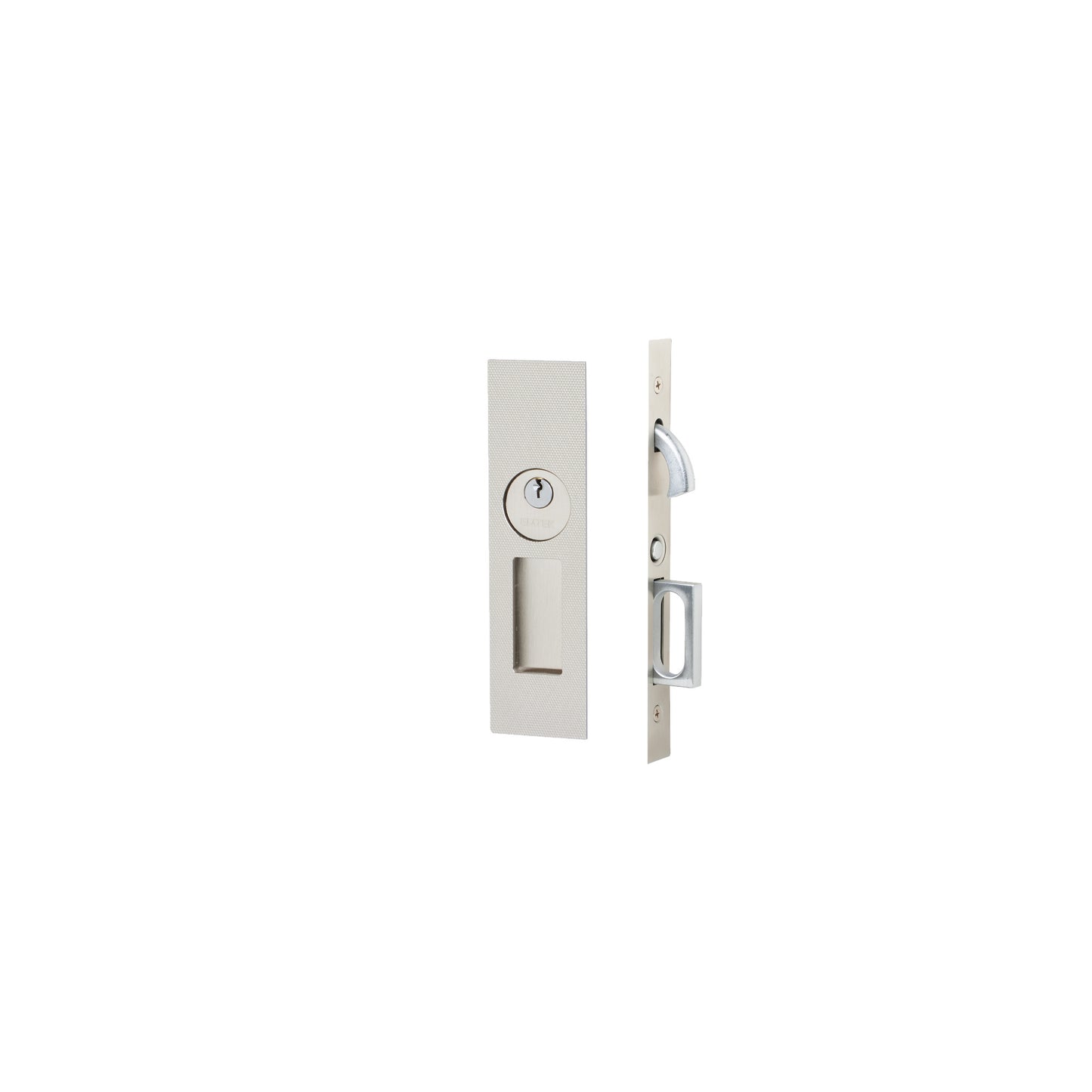 Knurled Narrow Modern Rectangular Pocket Door Mortise Lock