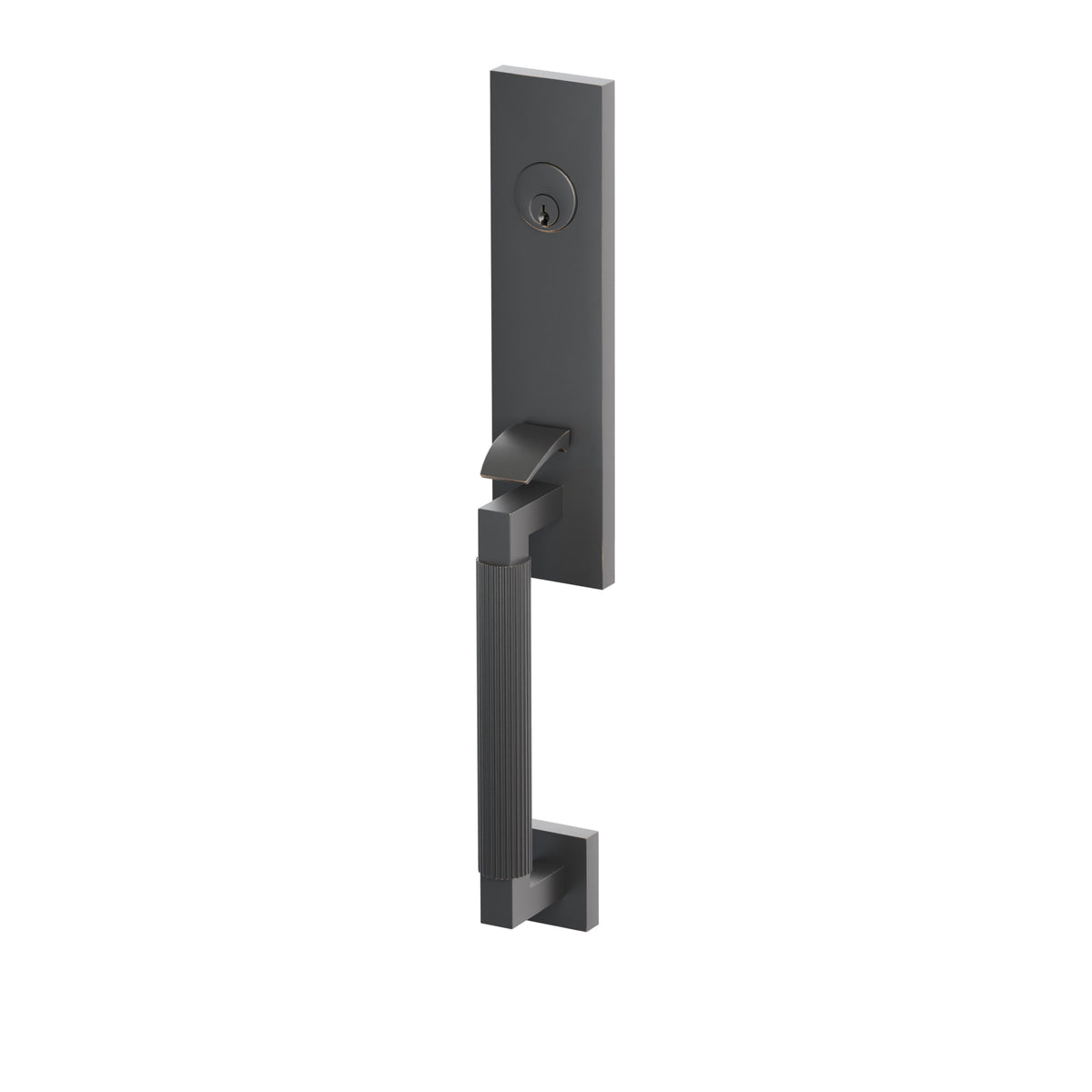 Emtek SELECT L-Square Straight Knurled Monolithic Mortise Entrance Handleset – Oil Rubbed Bronze