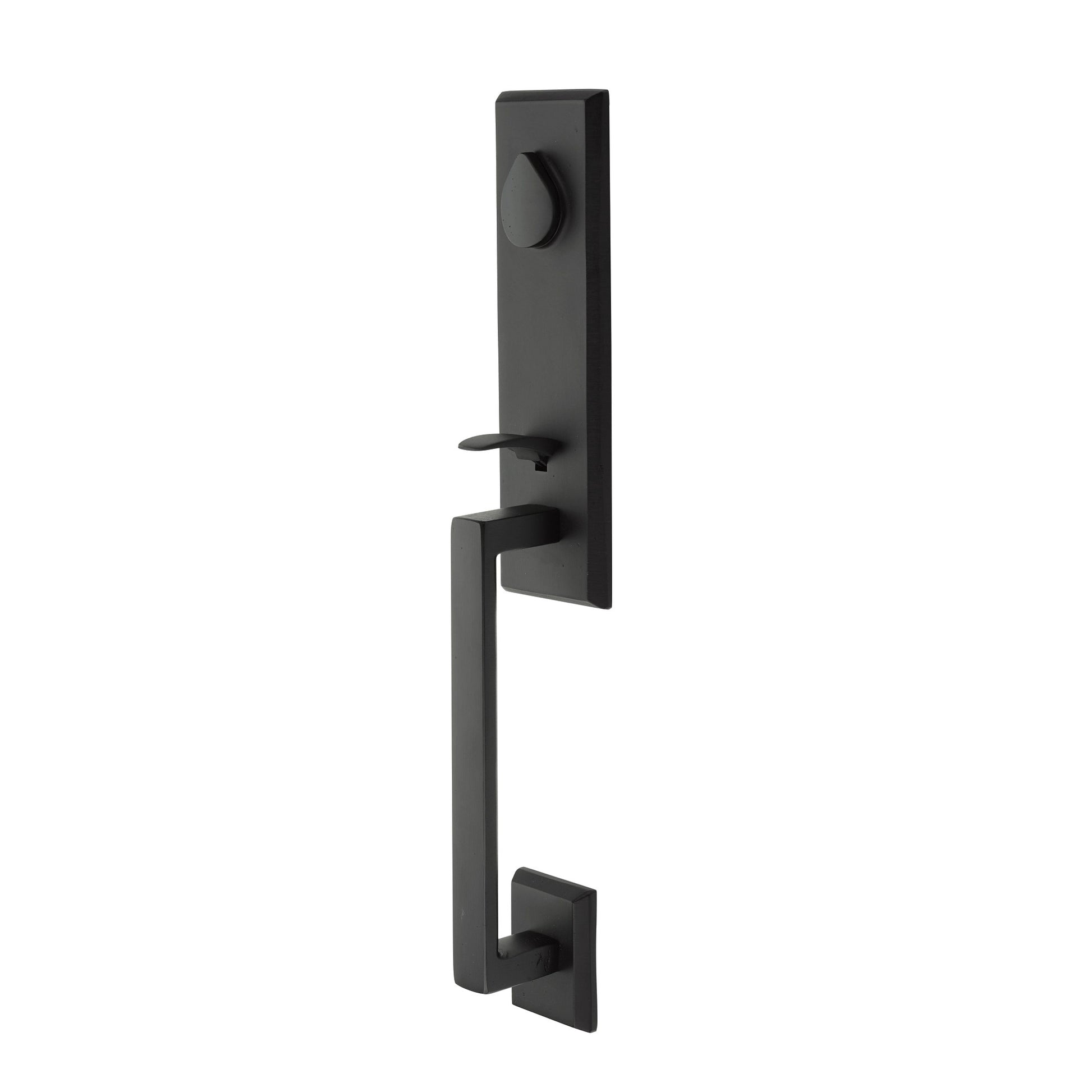 Rustic Modern Rectangular Monolithic Grip-by-Grip Entrance Handleset – Flat Black Bronze