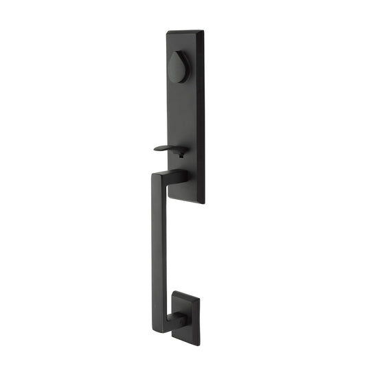Rustic Modern Rectangular Monolithic Tubular Entry Set – Flat Black Bronze