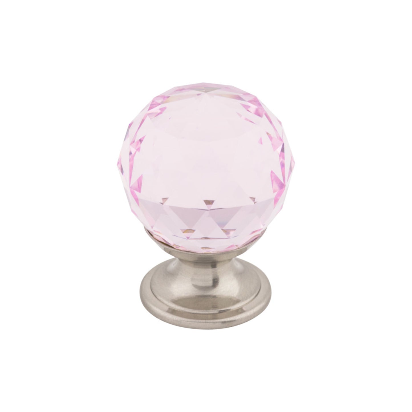 Top Knobs Pink Crystal 1 1/8" Diameter Round Knob - Brushed Satin Nickel