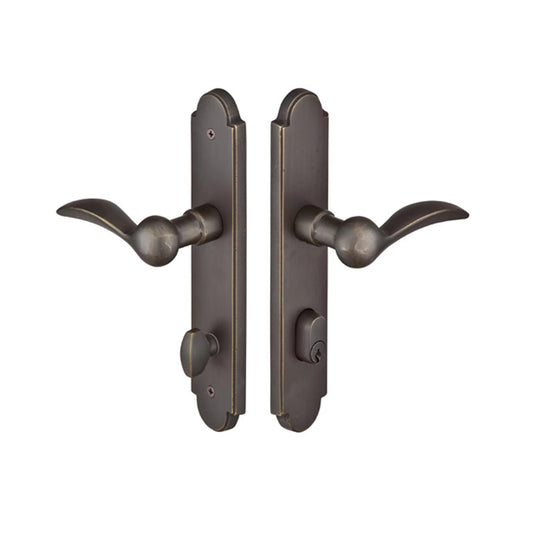 STRETTO Sandcast Bronze Arched 1-1/2" x 11" Narrow Trim Lockset – Medium Bronze
