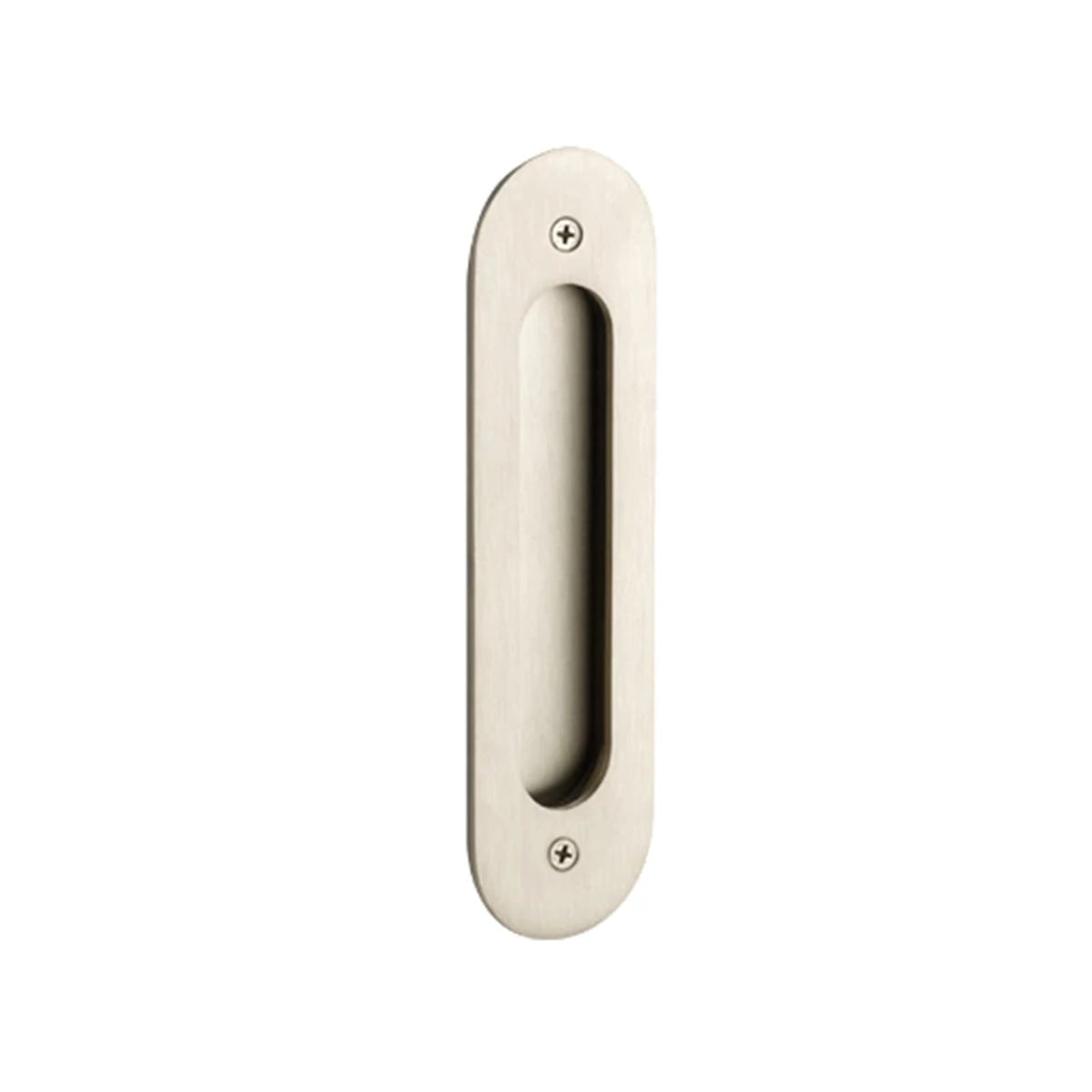 Narrow Oval Flush Pull with Surface Screws