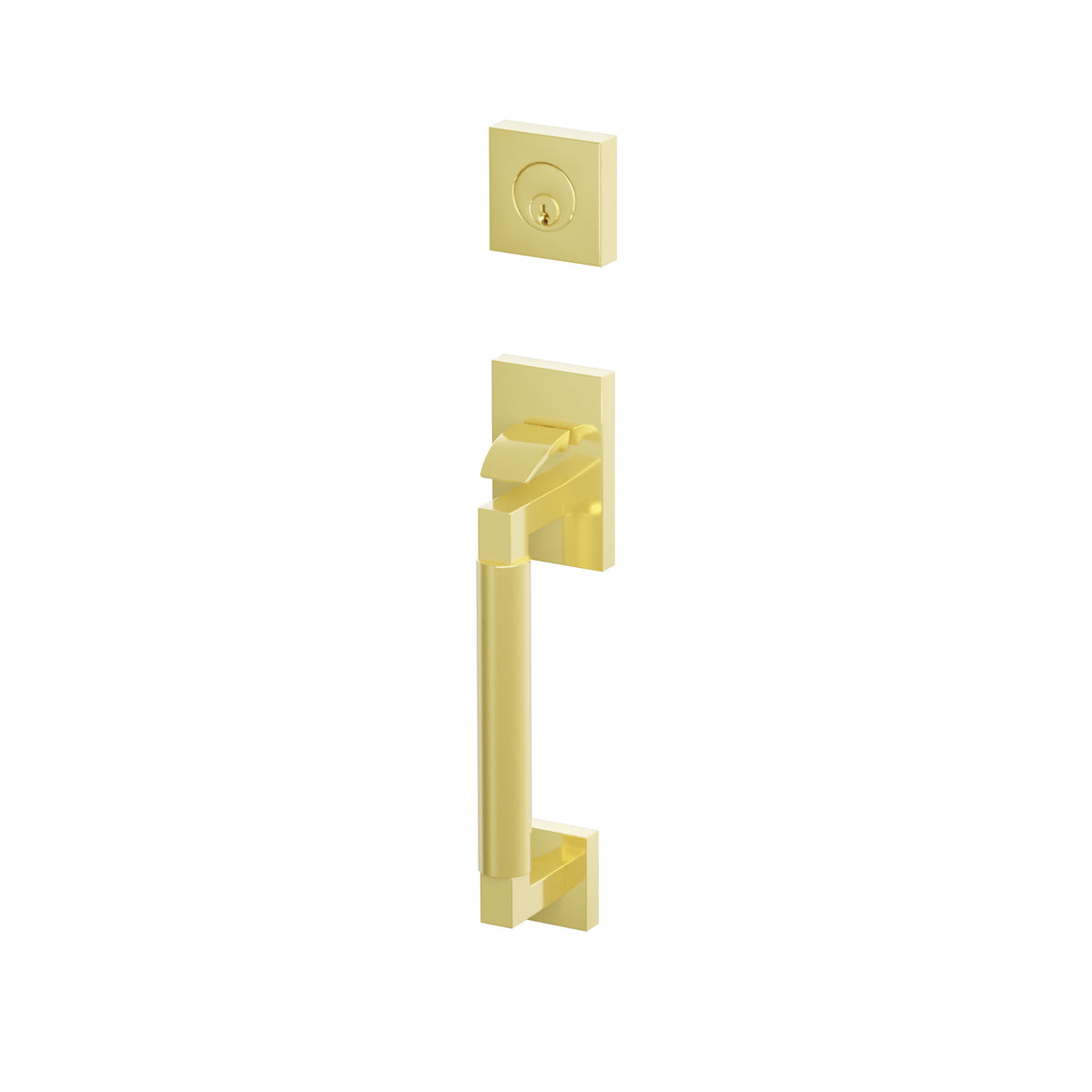 Emtek SELECT L-Square Smooth Sectional Entrance Handleset – Unlacquered Brass