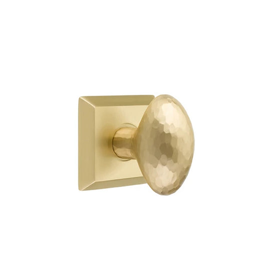 Hammered Egg Knob Satin Brass
