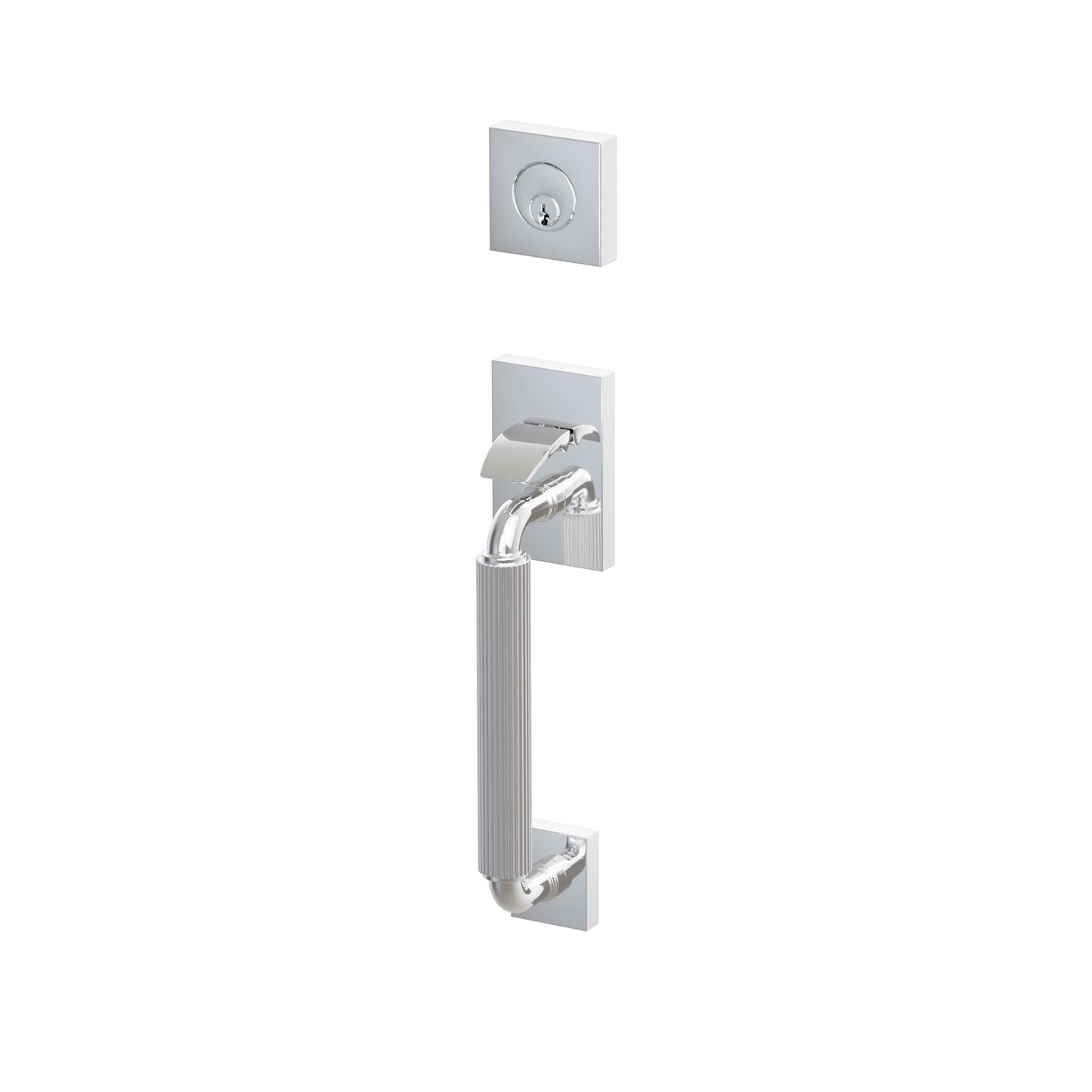 Emtek SELECT R-Bar Straight Knurled Sectional Entrance Handleset – Polished Chrome