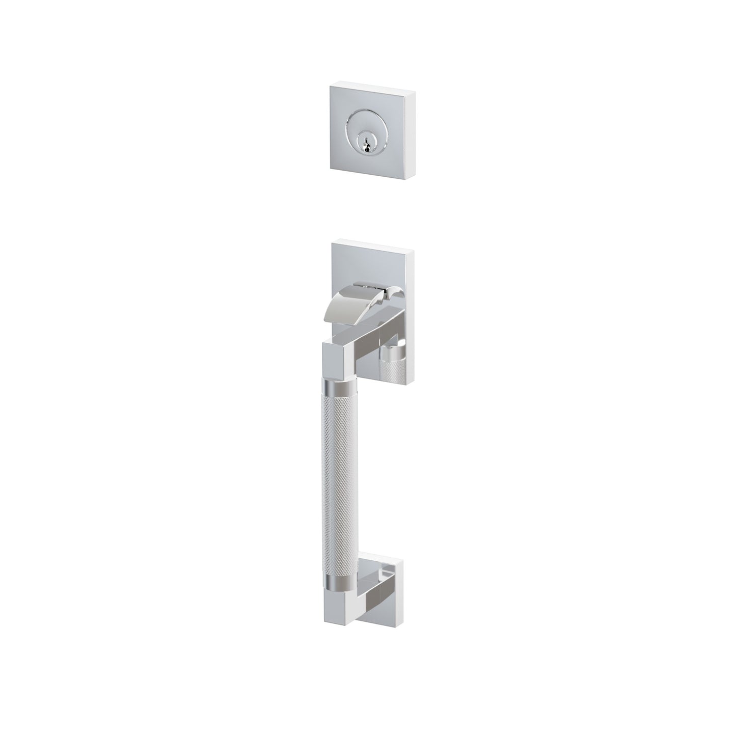 Emtek SELECT L-Square Knurled Sectional Entrance Handleset – Polished Chrome