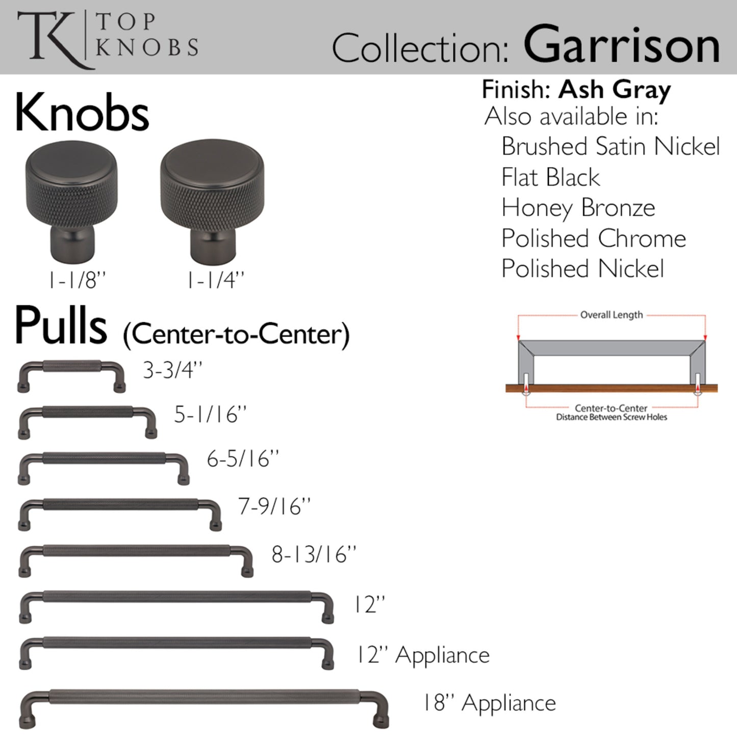Top Knobs Garrison Length Round Knob