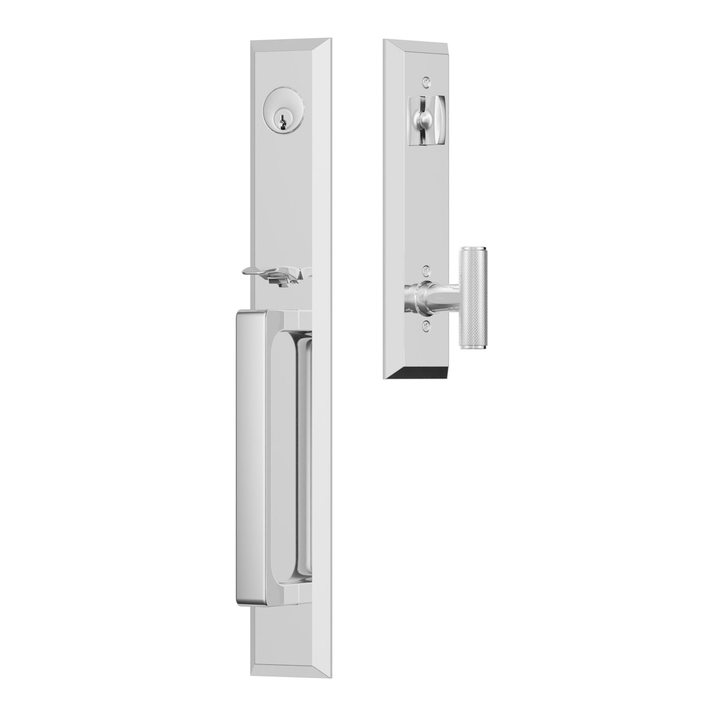 Emtek Transitional Heritage Full Length Entrance Handleset – Polished Chrome