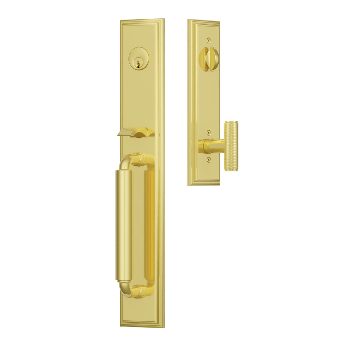 Emtek Manning Full Length Entrance Handleset – Polished Brass