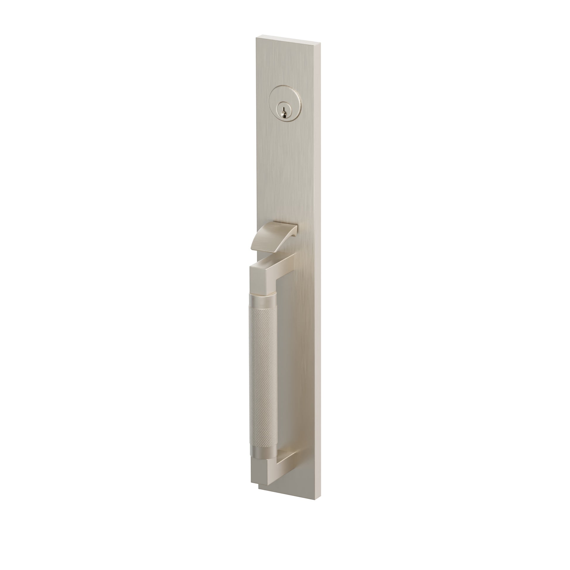 Emtek SELECT L-Square Knurled Full Length Mortise Entrance Handleset – Satin Nickel