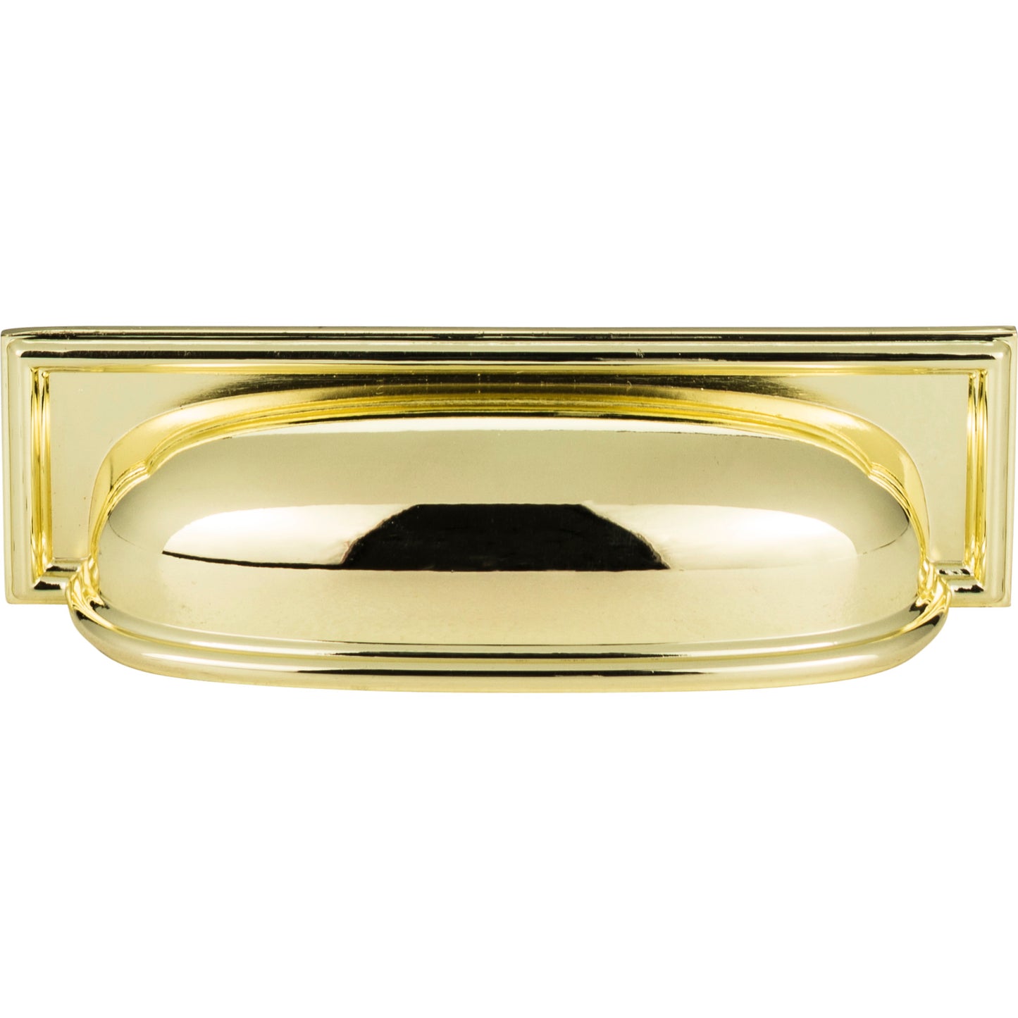 Atlas Campaign 3 3/4" Center to Center Cup/Bin Pull (383) - Polished Brass