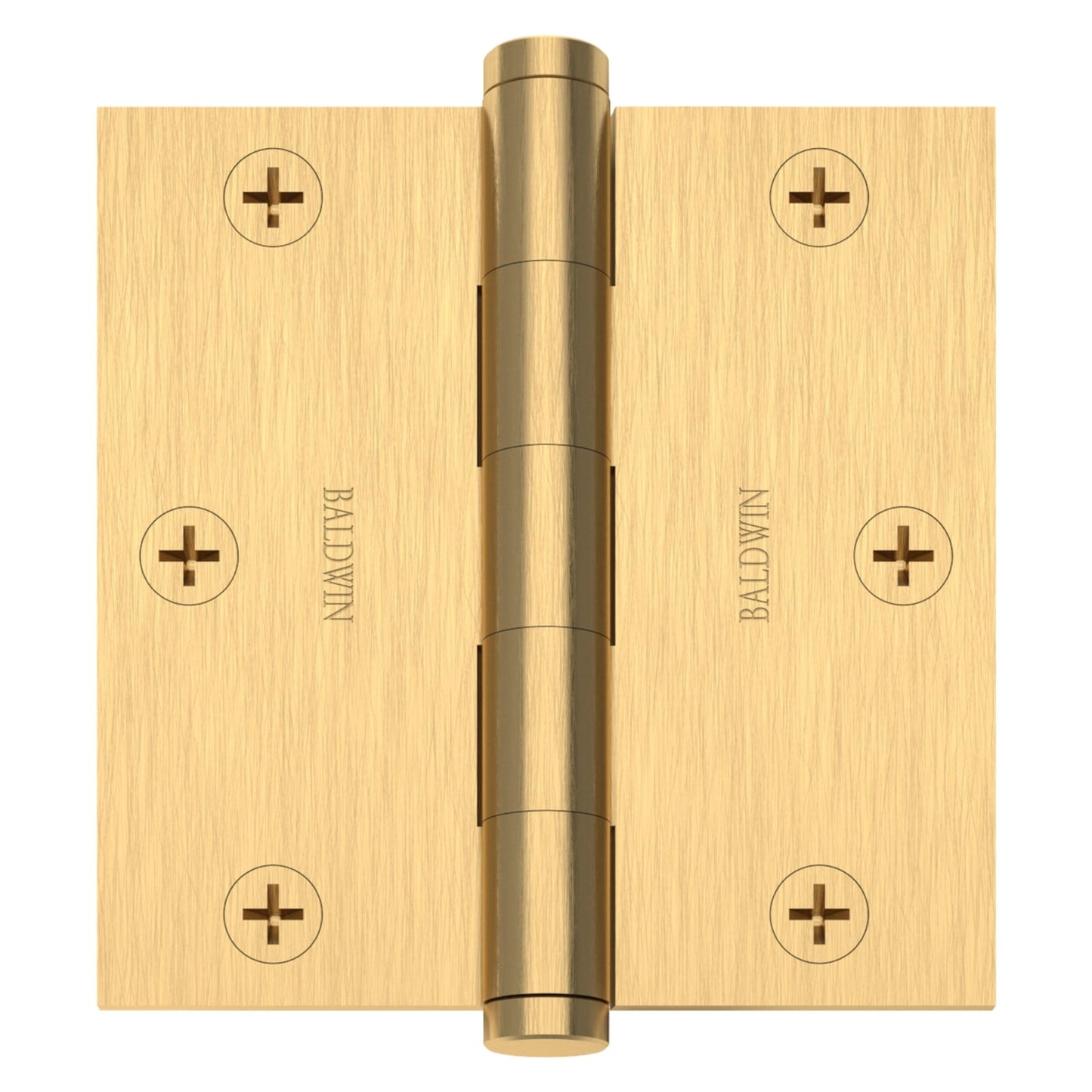 Baldwin Hinge 3-1/2" x 3-1/2" Square Corner in Lifetime (PVD) Satin Brass