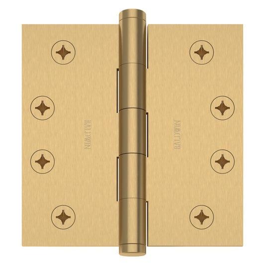 Baldwin Hinge 4" x 4" Square Corner in Vintage Brass
