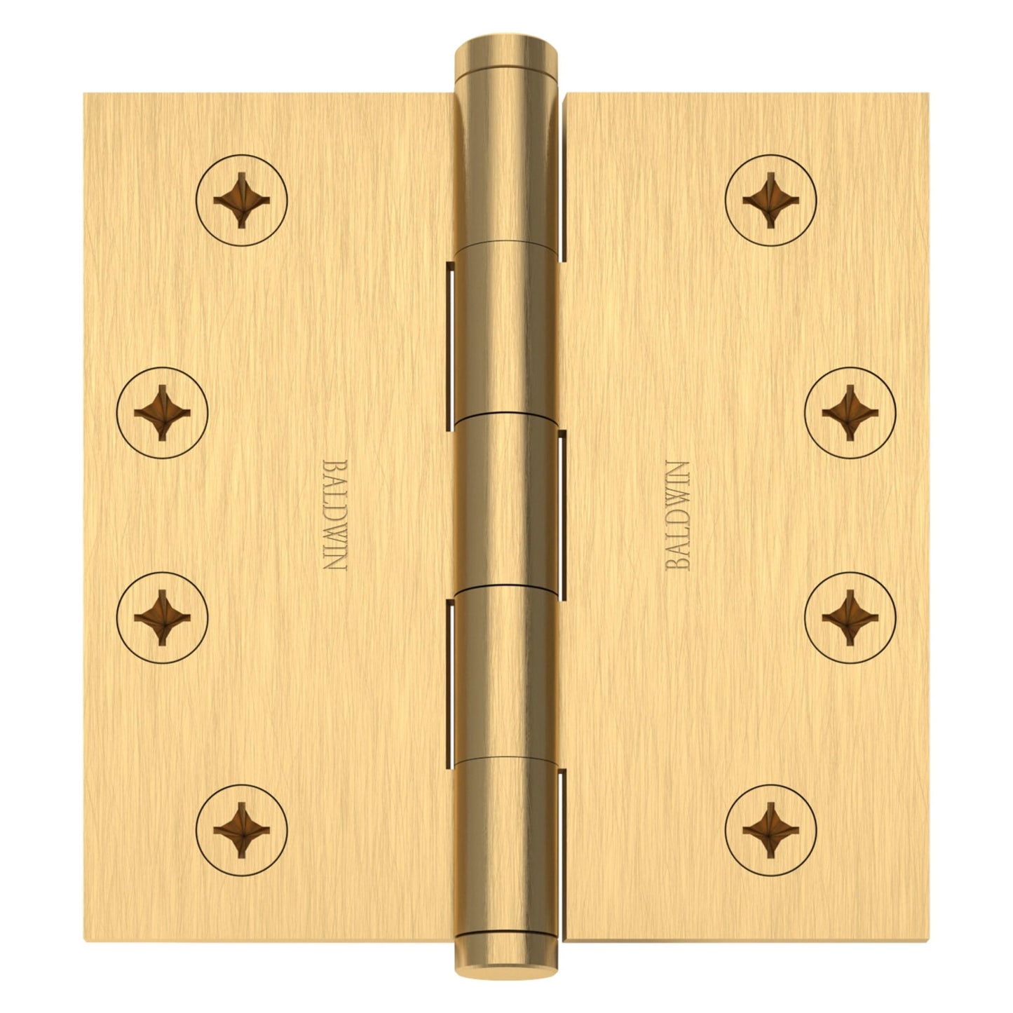 Baldwin Hinge 4" x 4" Square Corner in Lifetime (PVD) Satin Brass