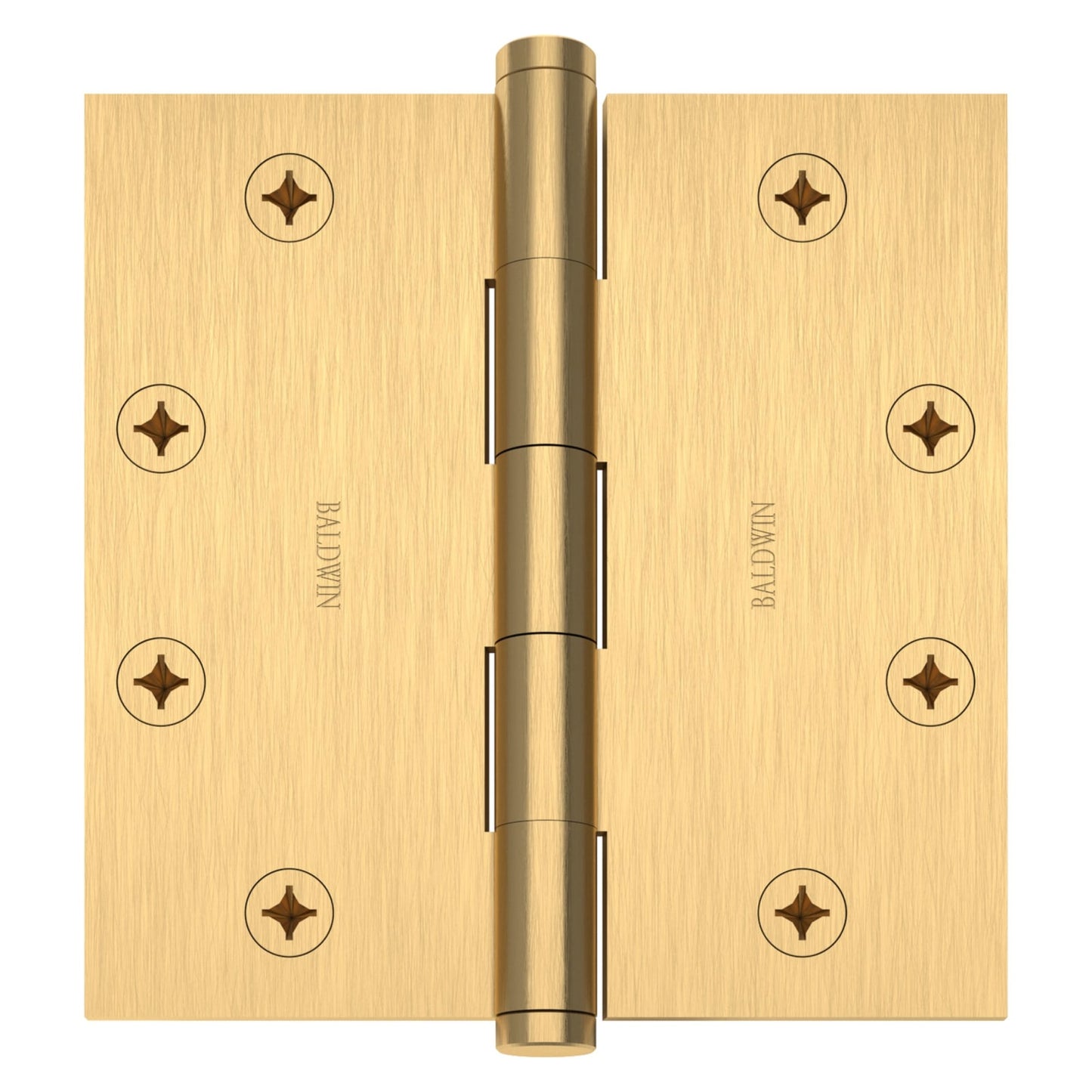Baldwin Hinge 4-1/2" x 4-1/2" Square Corner in Lifetime (PVD) Satin Brass
