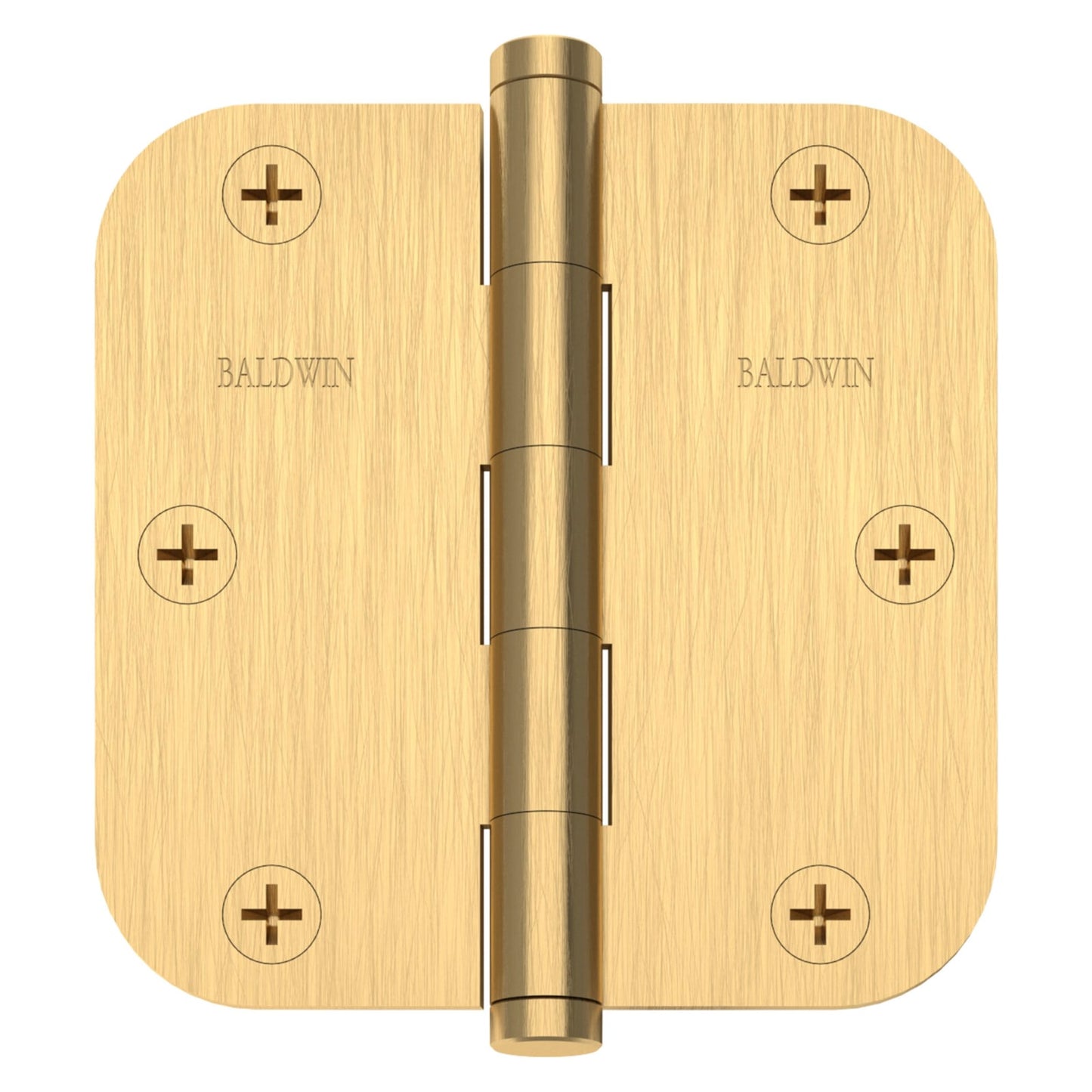 Baldwin Hinge 3-1/2" x 3-1/2" 5/8" Radius Corner in Lifetime (PVD) Satin Brass