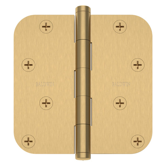Baldwin Hinge 4" x 4" 5/8" Radius Corner in Vintage Brass