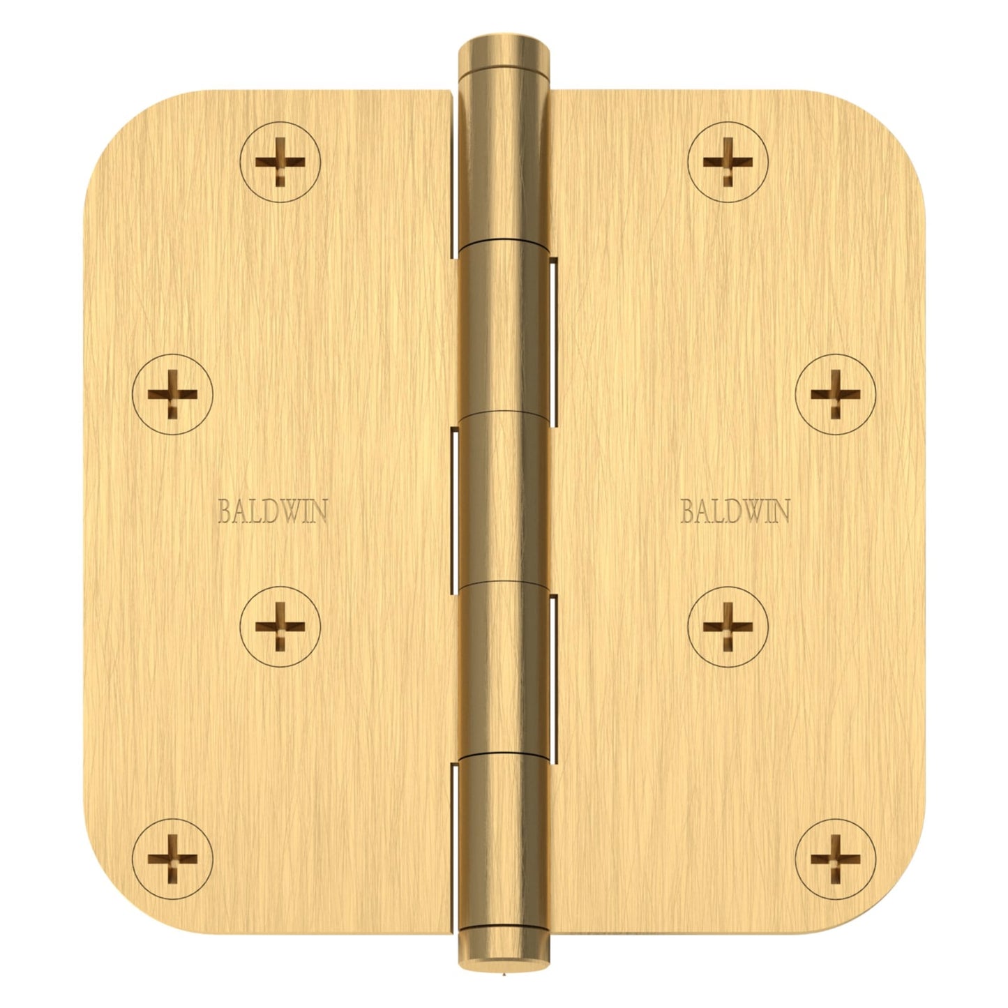 Baldwin Hinge 4" x 4" 5/8" Radius Corner in Lifetime (PVD) Satin Brass