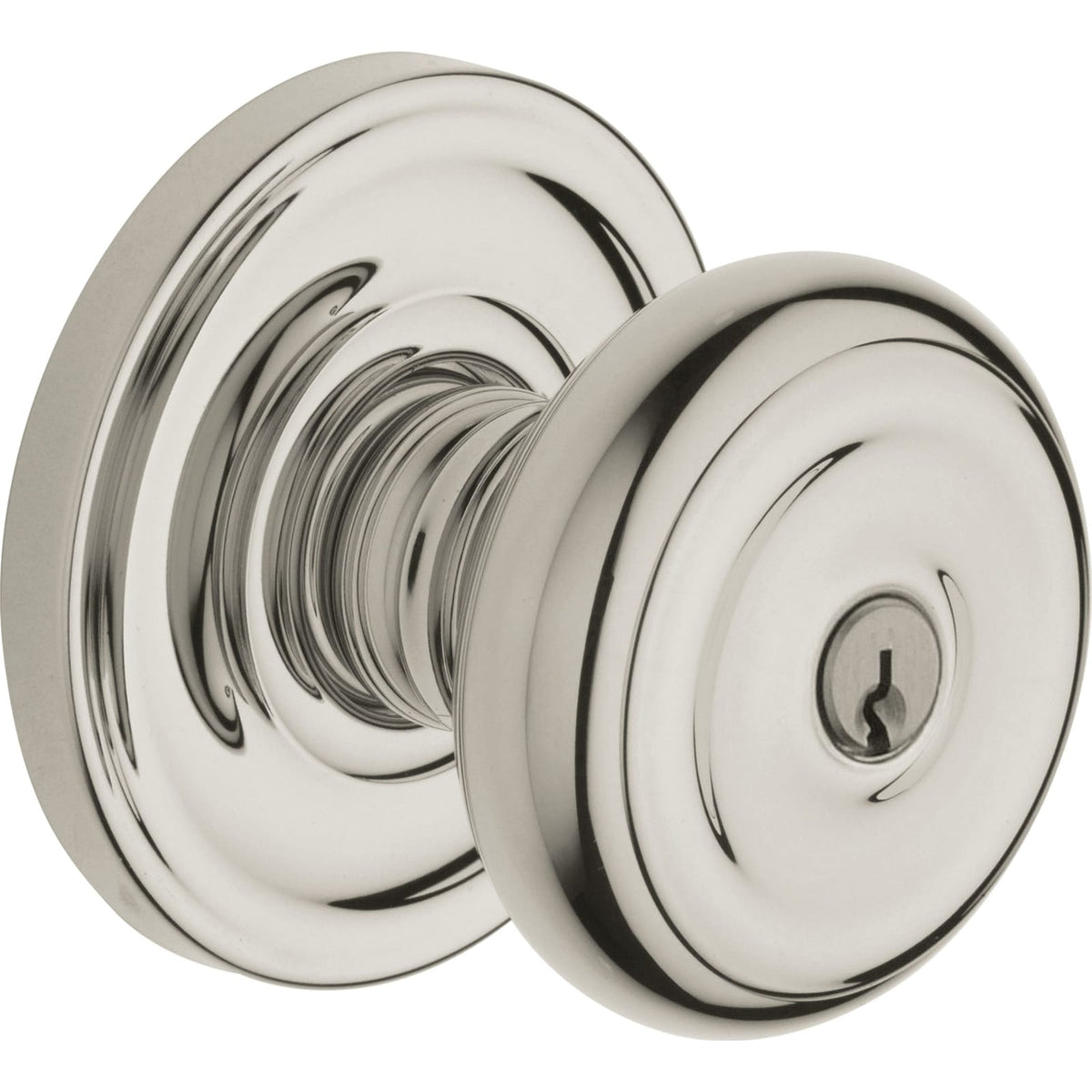 Baldwin Estate 5210 Colonial Keyed Knob in Lifetime (PVD) Polished Nickel
