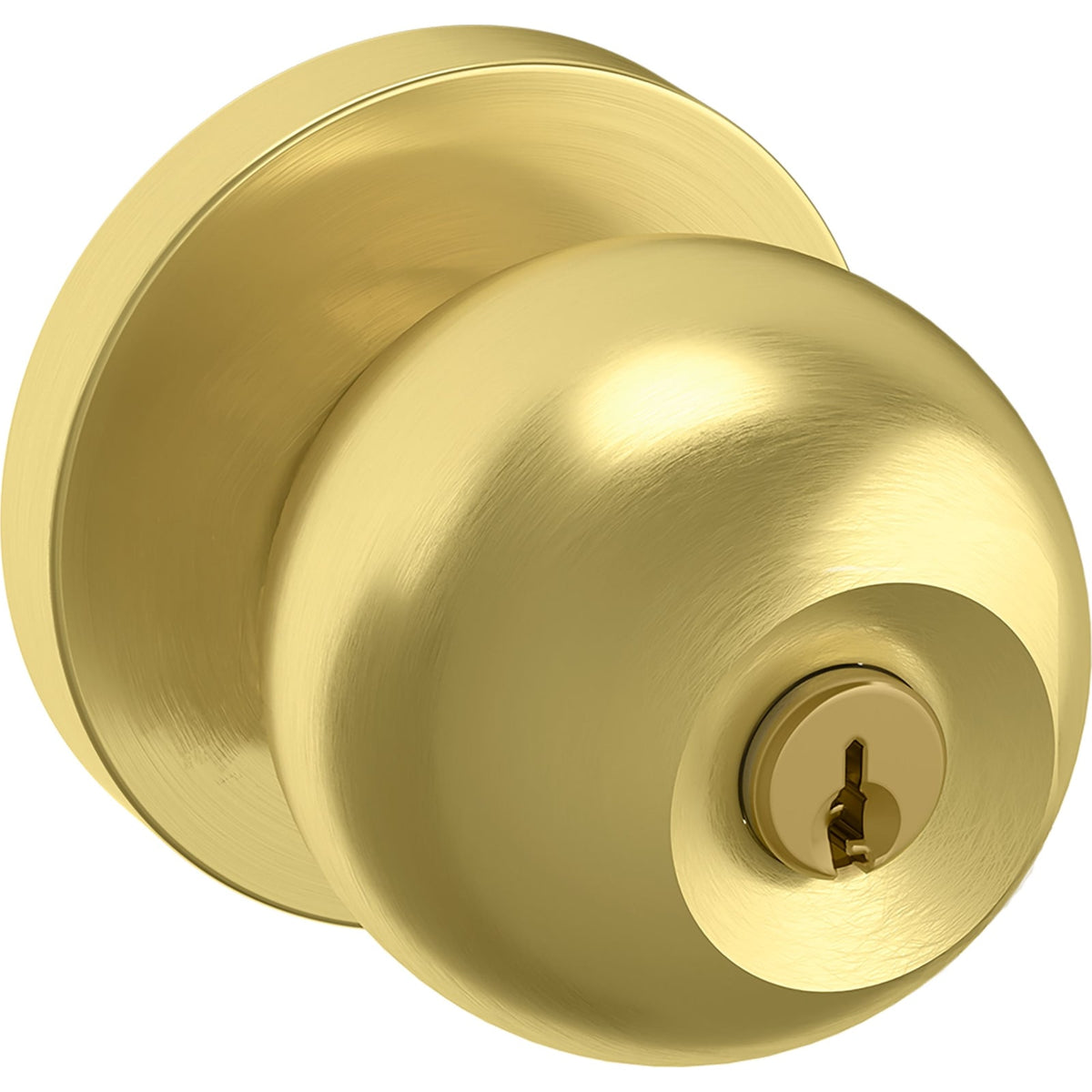 Baldwin Estate 5215 Modern Keyed Knob in Lifetime (PVD) Satin Brass