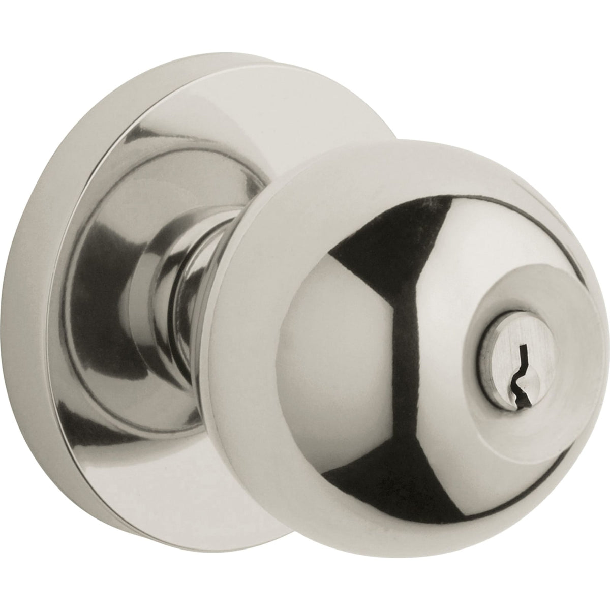 Baldwin Estate 5215 Modern Keyed Knob in Lifetime (PVD) Polished Nickel