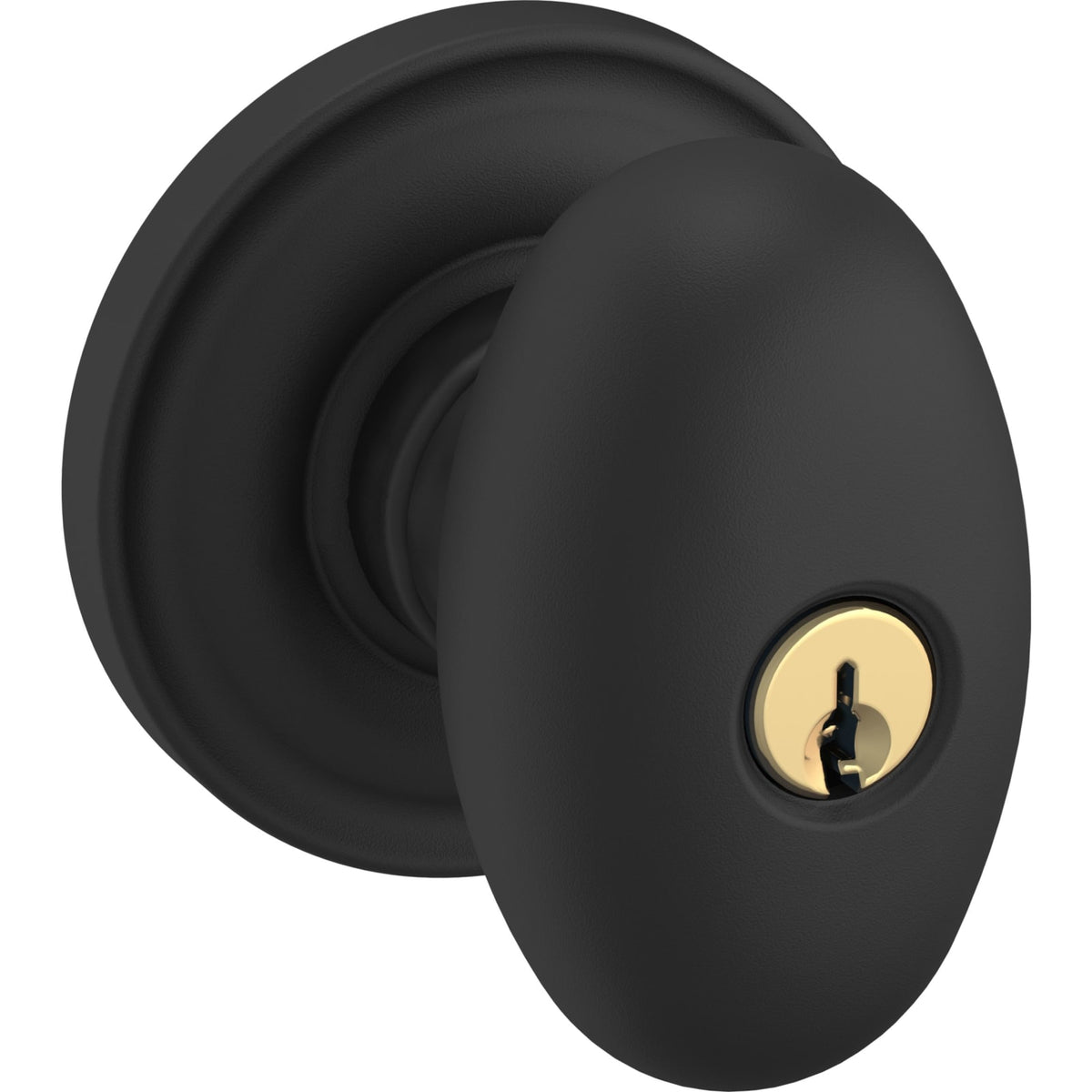 Baldwin Estate 5225 Egg Keyed Knob in Satin Black