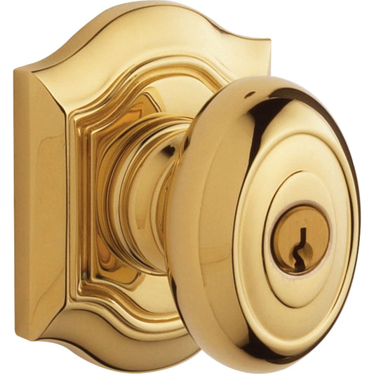 Baldwin Estate 5237 Bethpage Keyed Knob in Lifetime (PVD) Polished Brass