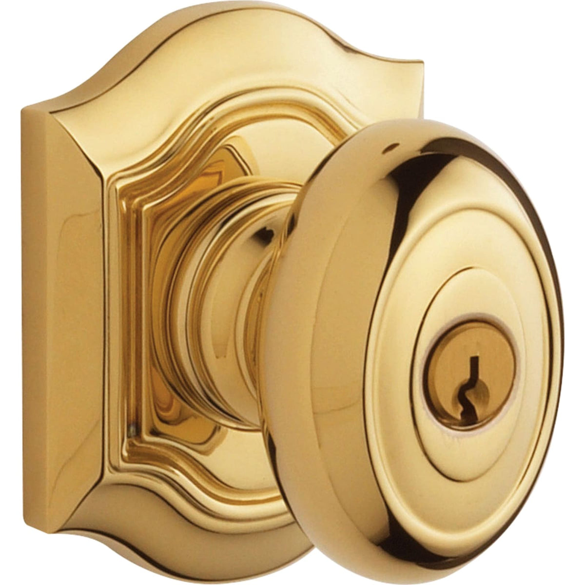 Baldwin Estate 5237 Bethpage Keyed Knob in Lifetime (PVD) Polished Brass