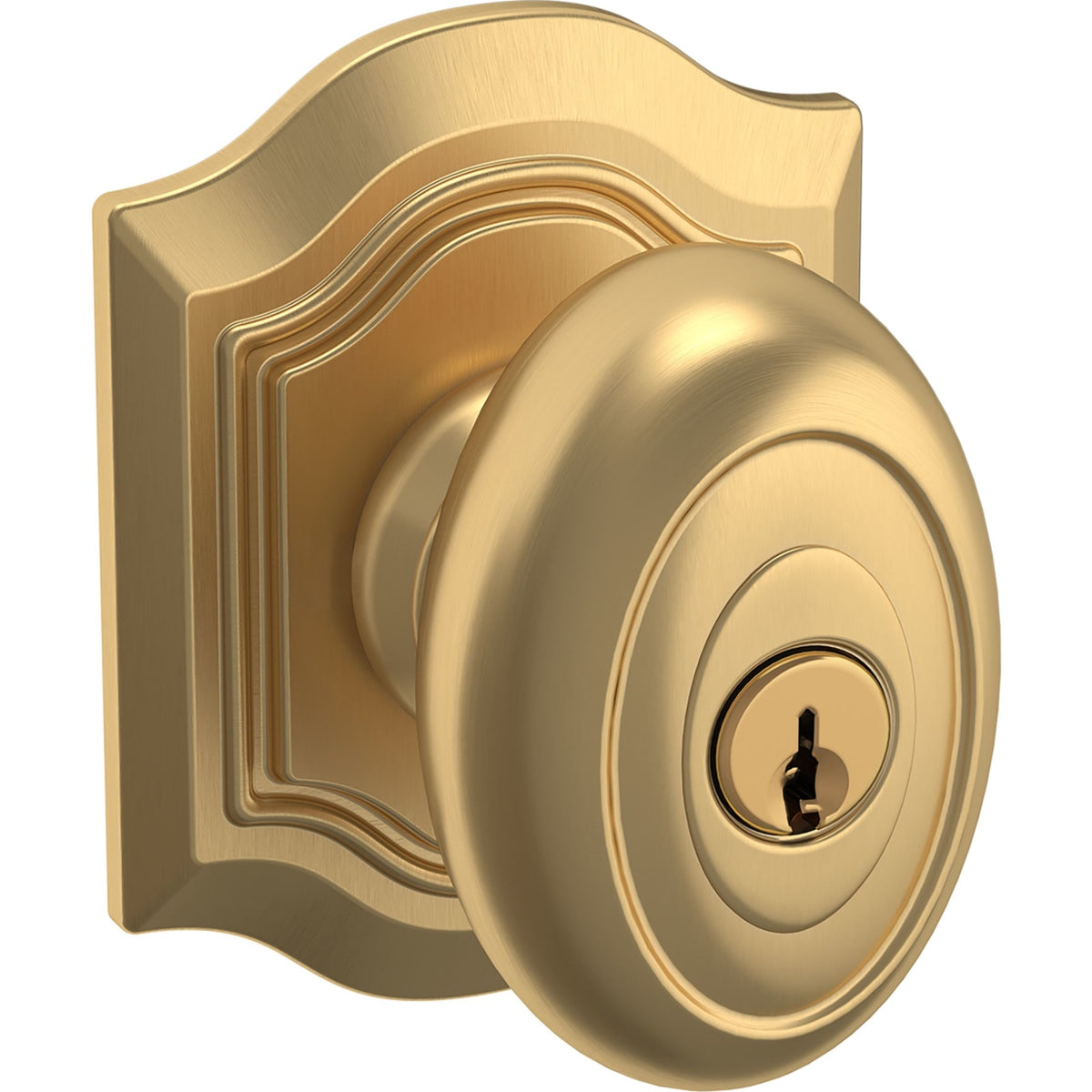 Baldwin Estate 5237 Bethpage Keyed Knob in Vintage Brass