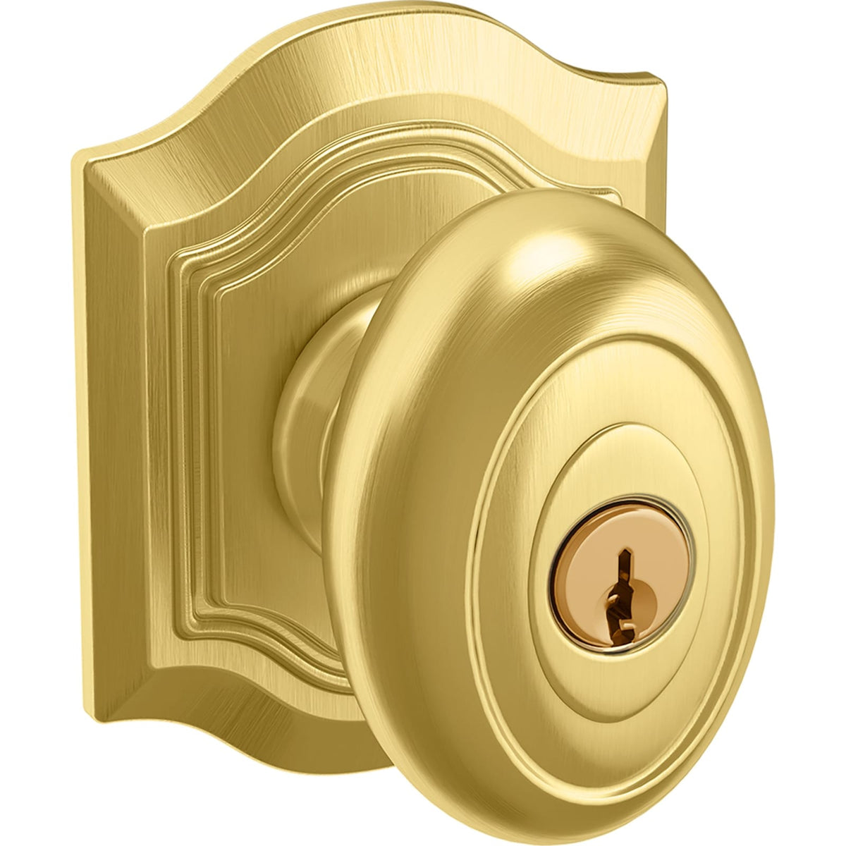 Baldwin Estate 5237 Bethpage Keyed Knob in Lifetime (PVD) Satin Brass