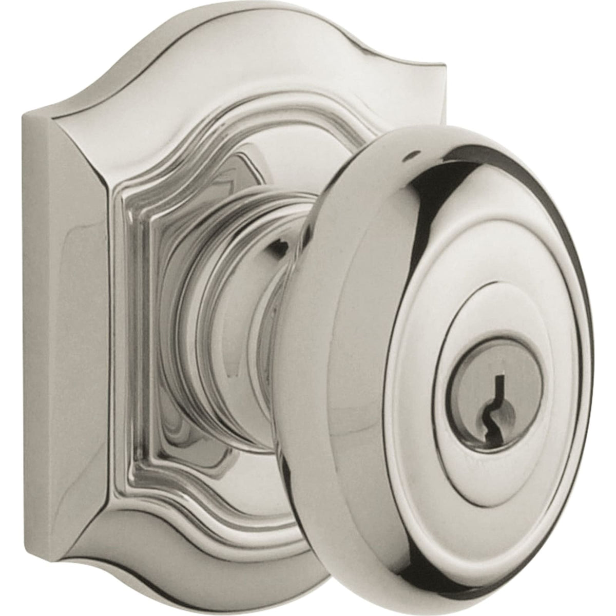 Baldwin Estate 5237 Bethpage Keyed Knob in Lifetime (PVD) Polished Nickel