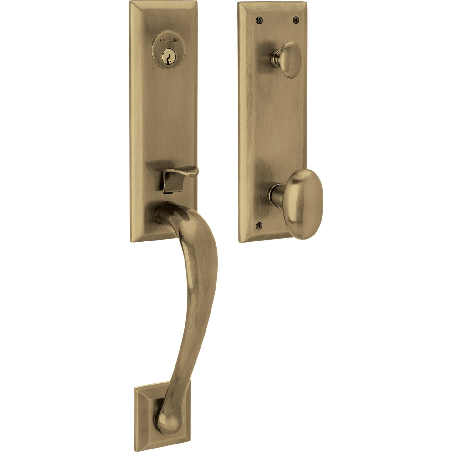 85352 Cody 3/4 Escutcheon Handleset with Knob in Satin Brass & Black