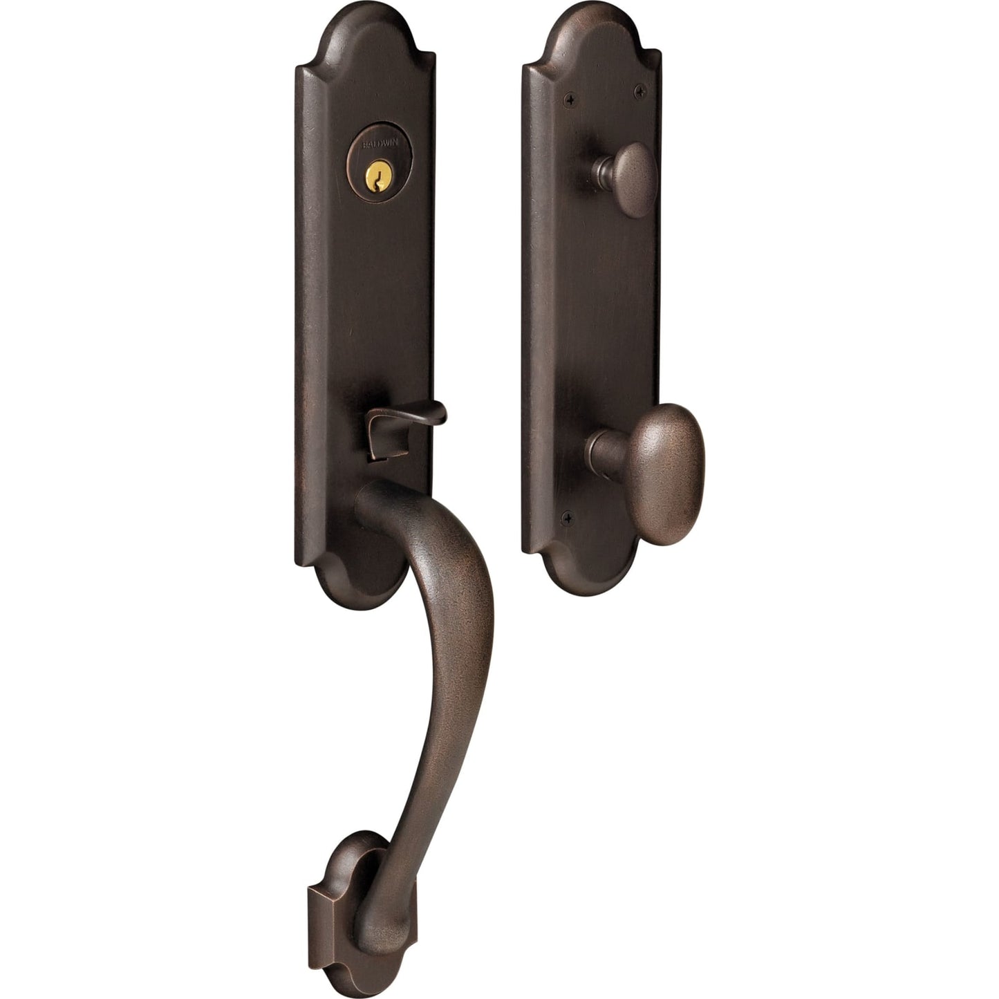 85354 Boulder 3/4 Escutcheon Handleset with Knob in Distressed Oil Rubbed Bronze