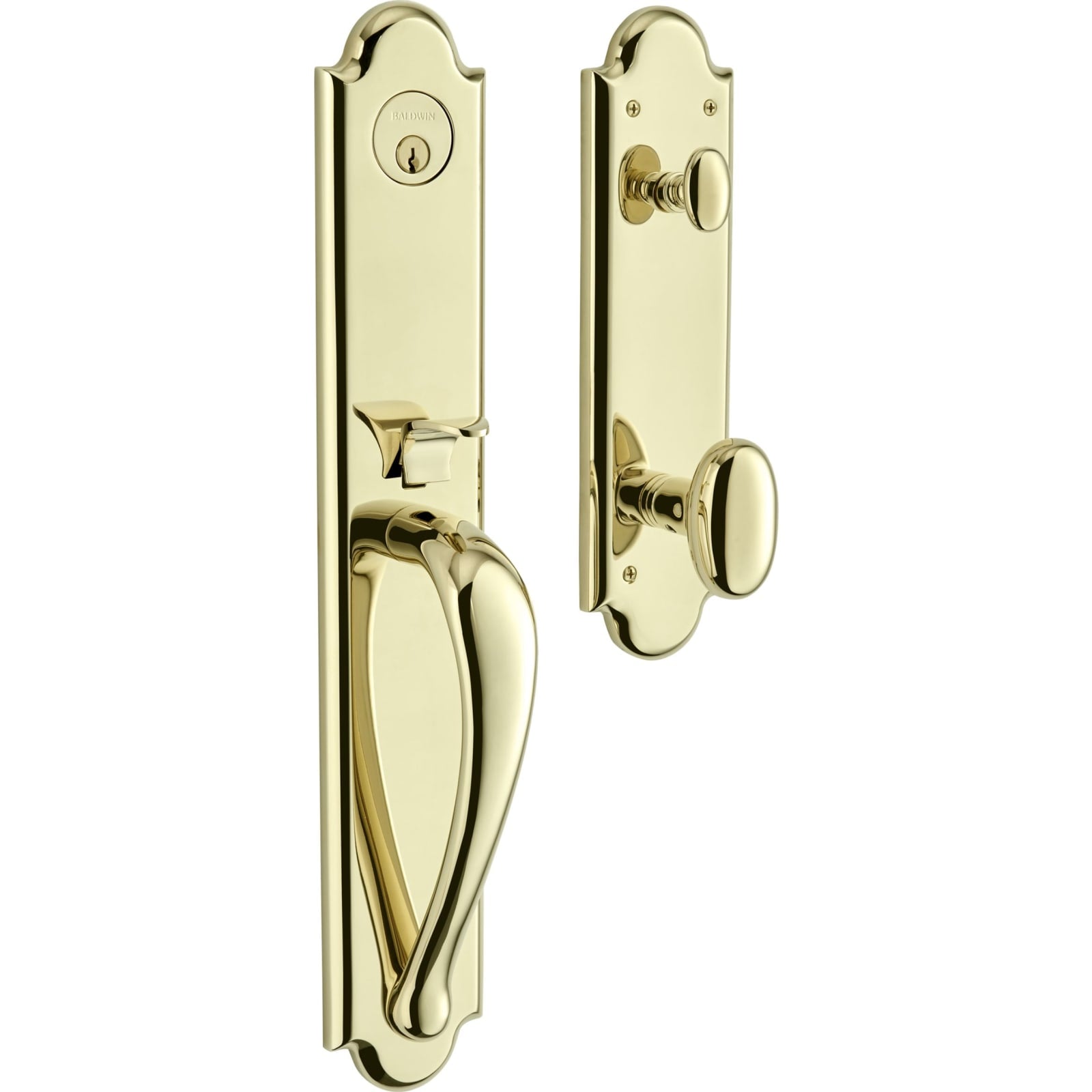 6402 Boulder Full Escutcheon Handleset with Knob in Lifetime (PVD) Polished Brass