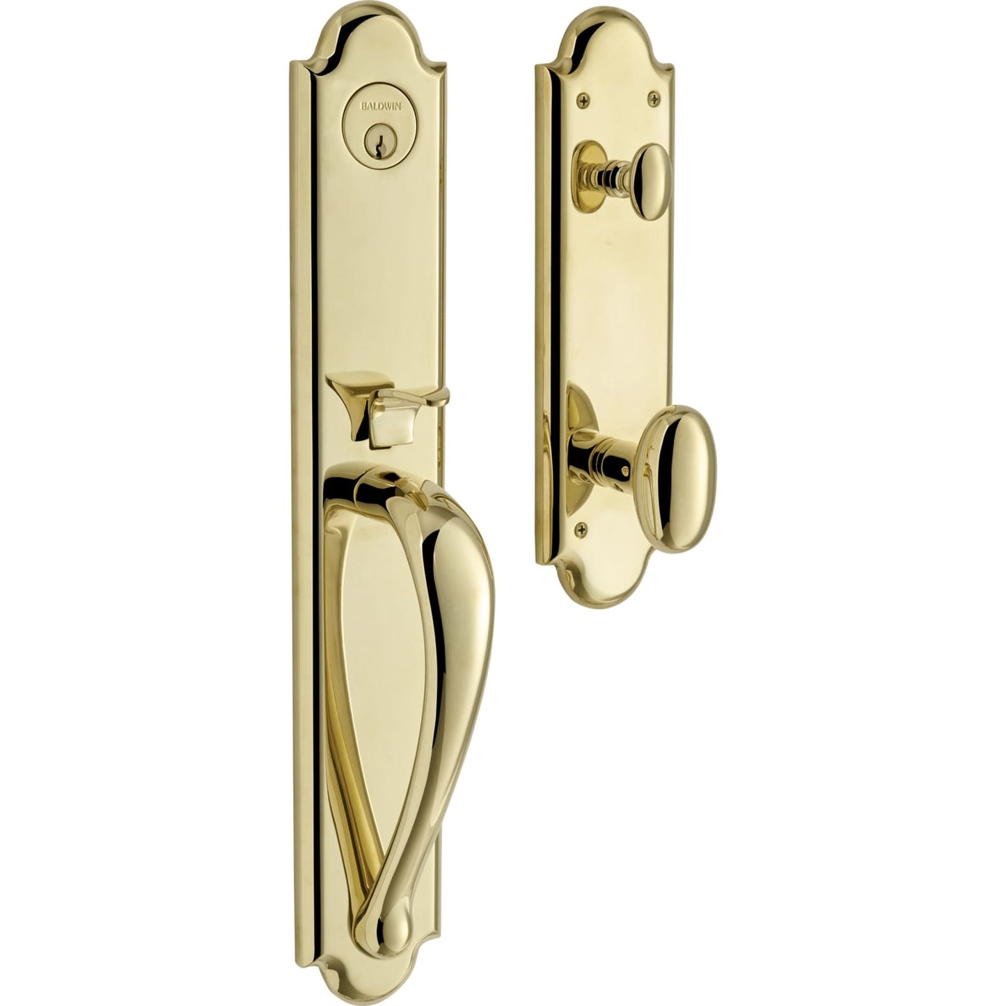 6402 Boulder Full Escutcheon Handleset with Knob in Non-lacquered Brass