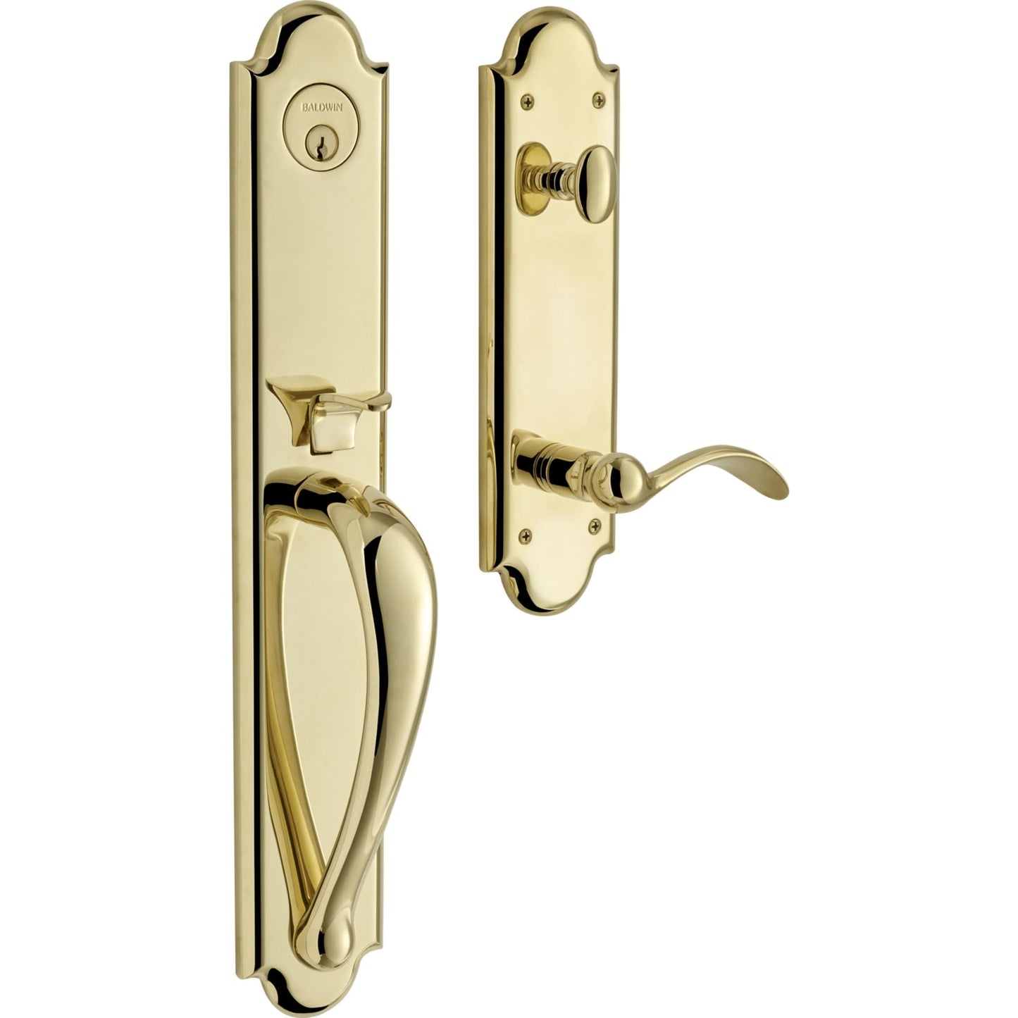 6402 Boulder Full Escutcheon Handleset with Lever in Non-lacquered Brass