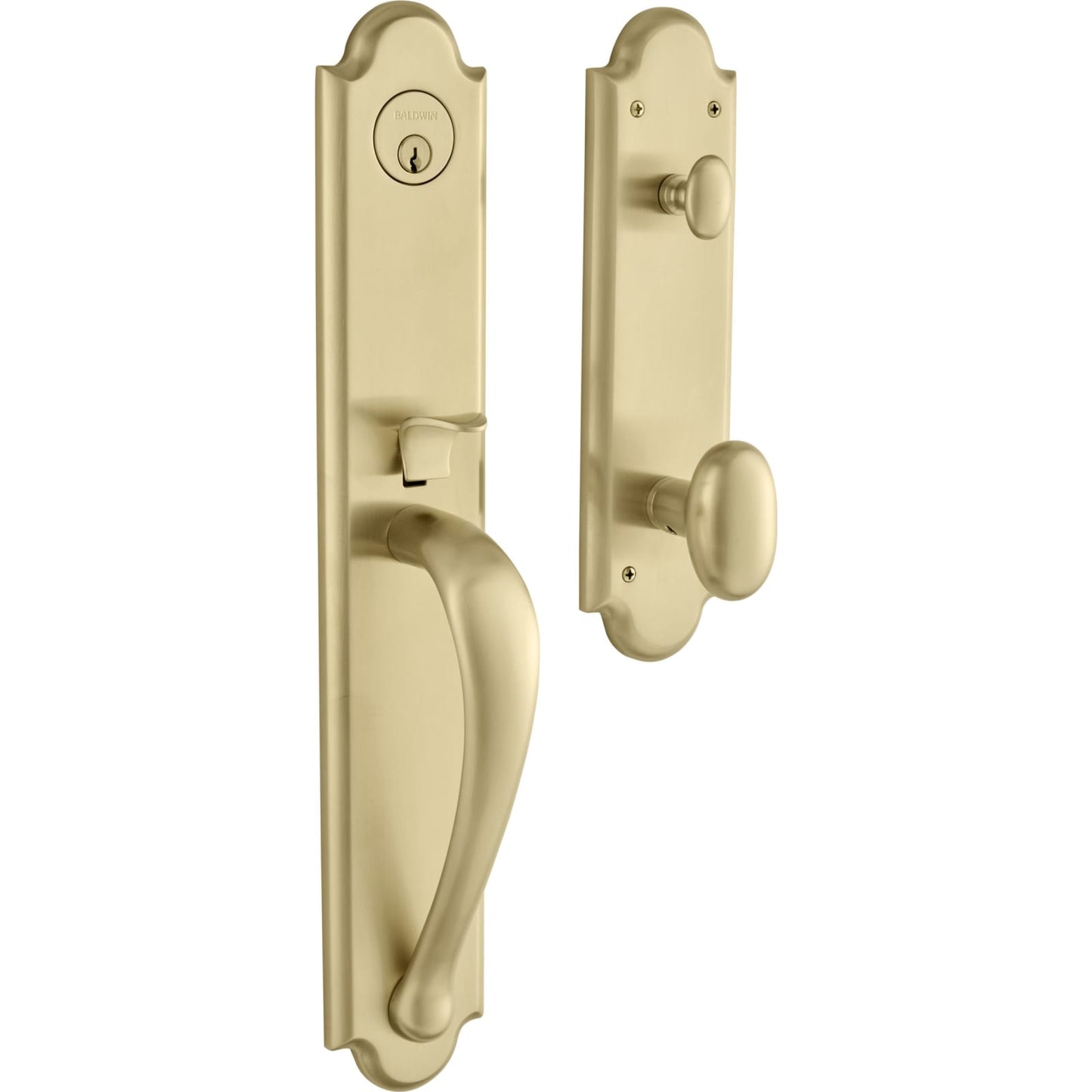 6402 Boulder Full Escutcheon Handleset with Knob in Vintage Brass