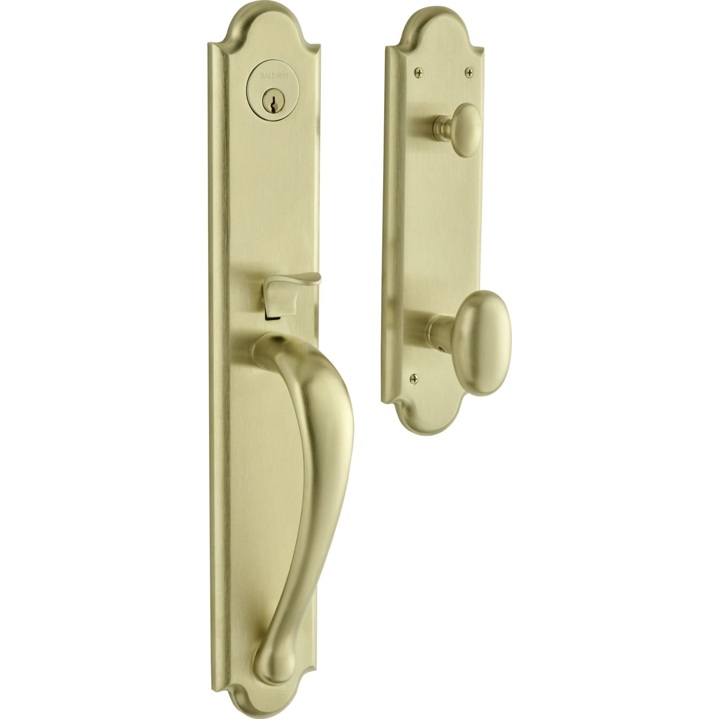 6402 Boulder Full Escutcheon Handleset with Knob in Lifetime (PVD) Satin Brass