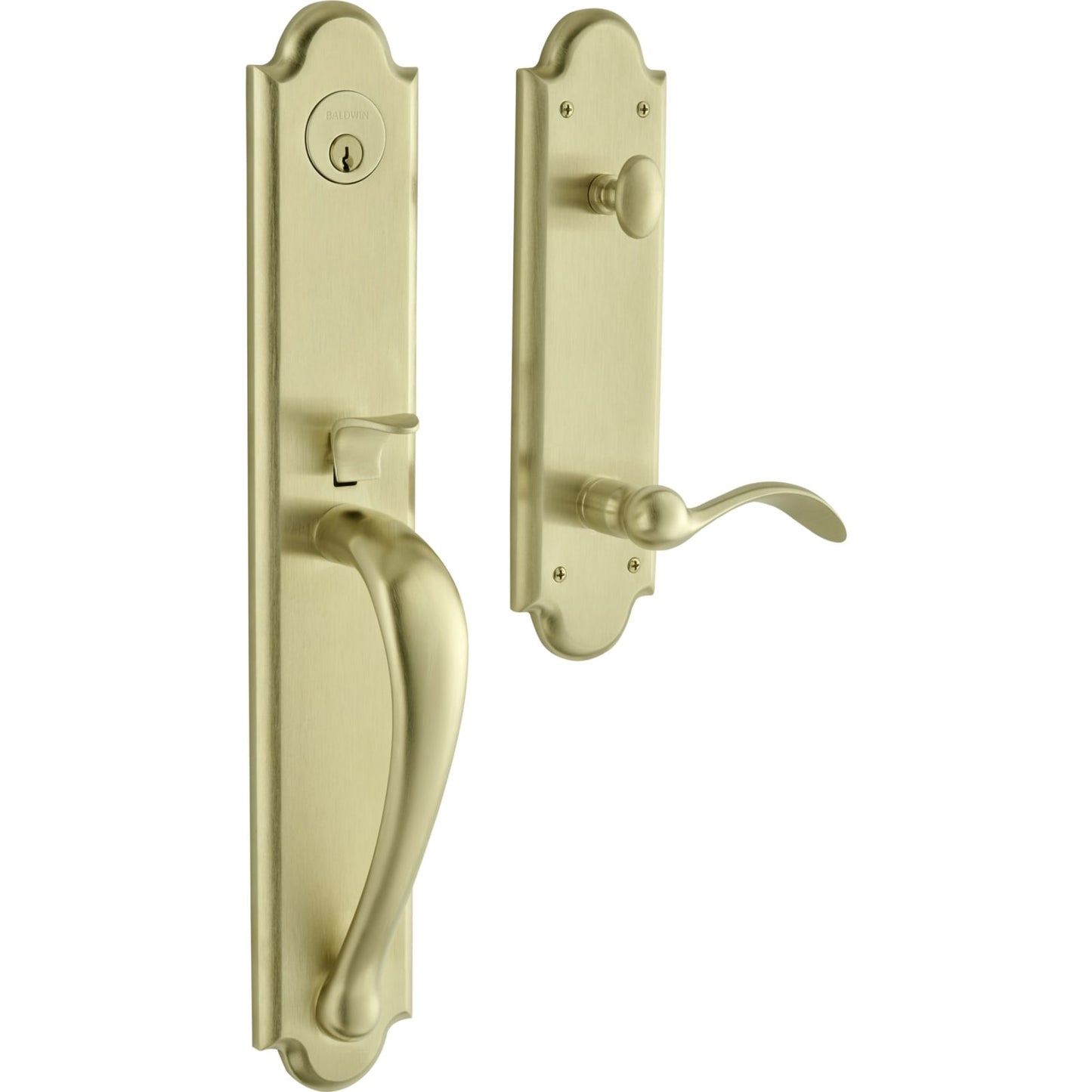 6402 Boulder Full Escutcheon Handleset with Lever in Lifetime (PVD) Satin Brass